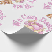 Meisje Roze Beer Baby shower Cadeaupapier (Hoek)