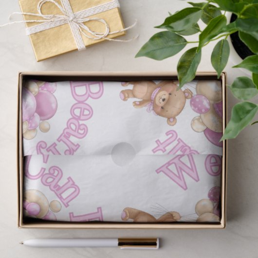 Meisje Roze Beer Baby shower Tissuepapier (Geschenk)