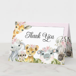 Meisje Roze Bloem Safari Baby Shower Bedankt