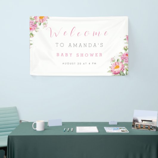 Meisje Roze Bloemen Baby in Bloom Shower Schattige Spandoek (Beurs)