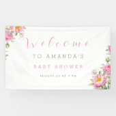 Meisje Roze Bloemen Baby in Bloom Shower Schattige Spandoek (Horizontaal)