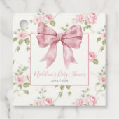 Meisje Roze Bloemen Bow & Gingham Bedankjes Labels (Voorkant)