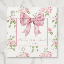 Meisje Roze Bloemen Bow & Gingham Bedankjes Labels