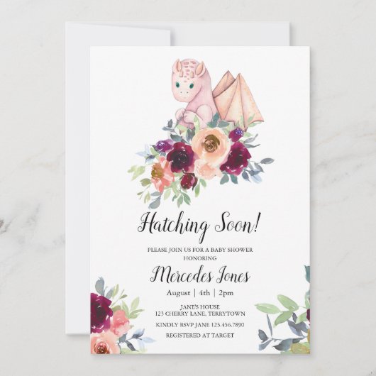 Meisje Roze Bloemen Hatching Dragon Hatching Binne Kaart (Voorkant)