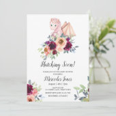 Meisje Roze Bloemen Hatching Dragon Hatching Binne Kaart (Staand voorkant)