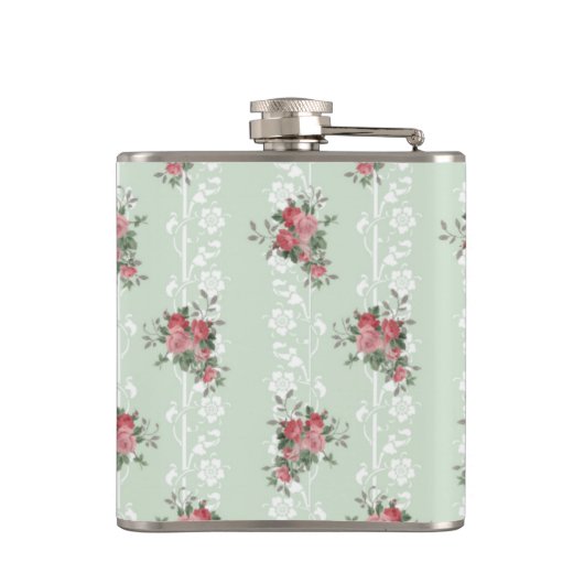  Meisje Roze Bloemen Heupfles (Achterkant)