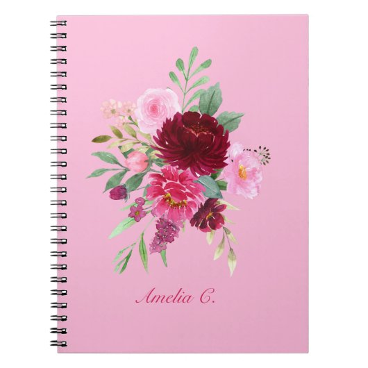 Meisje Roze Bloemen Notitieboek (Voorkant)