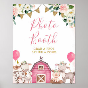 Meisje Roze Boerderij Baby Shower Fotohokje Bord Poster