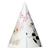 Meisje roze Boerderijdieren, feestbeesten verjaard Feesthoedjes (Achterkant)