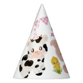 Meisje roze Boerderijdieren, feestbeesten verjaard Feesthoedjes (Links)