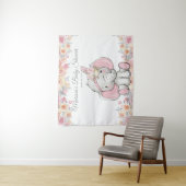 Meisje Roze Boho Olifant Baby shower M Achtergrond Wandkleed (In situ)