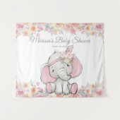 Meisje Roze Boho Olifant Baby shower M Achtergrond Wandkleed (Voorkant (horizontaal))