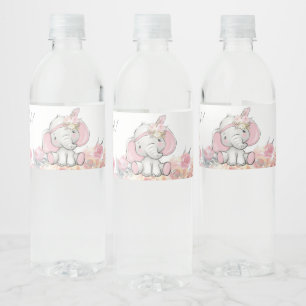 Meisje Roze Boho Olifant Baby Shower Waterfles Etiket