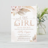 Meisje Roze Boho Pampas Grass Meisje Baby shower Kaart (Staand voorkant)