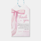 Meisje Roze Bow 1e Verjaardagsfeest Cadeaulabel (Voorkant)