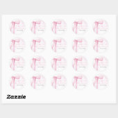 Meisje Roze Bow 1e Verjaardagsfeest Ronde Sticker (Vel)