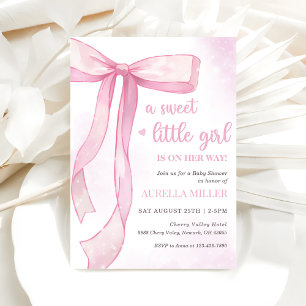 Meisje Roze Bow Baby shower Kaart