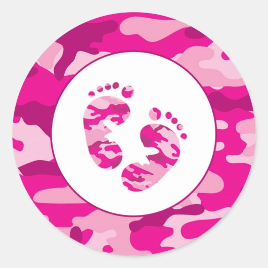 MEISJE roze camo voeten envelop seals gunst sticke Ronde Sticker (Voorkant)