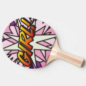 Meisje Roze Cool Modern Stripboek Tafeltennisbatje (Zijkant)