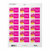 Meisje Roze Cupcake Verjaardagsfeestje Adresetiket Etiket (Full Sheet)