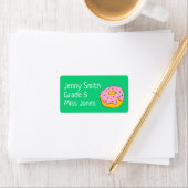 Meisje roze donut naam school boek labels (Insitu)
