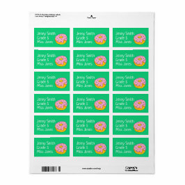 Meisje roze donut naam school boek labels