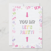 Meisje Roze Doodle 10e verjaardag Kaart (Achterkant)