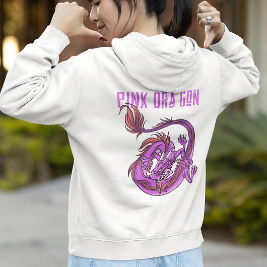 Meisje Roze en Roze Dra Gon - Comic Style Dragon Hoodie