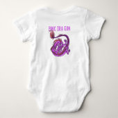 Meisje Roze en Roze Dra Gon - Comic Style Dragon Romper (Achterkant)