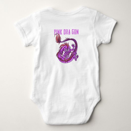 Meisje Roze en Roze Dra Gon - Comic Style Dragon Romper (Achterkant)