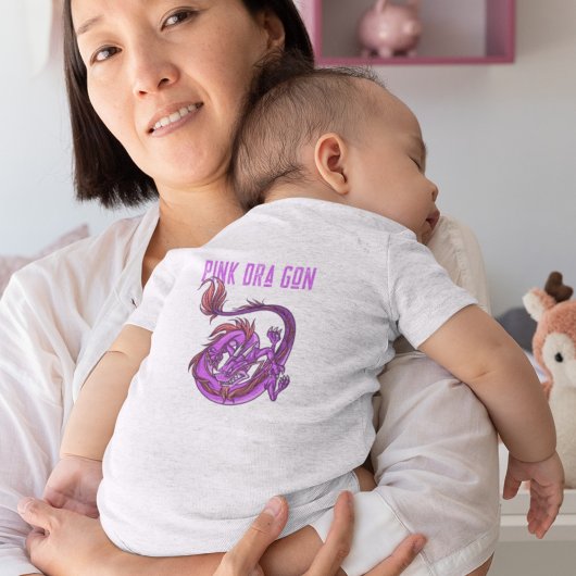 Meisje Roze en Roze Dra Gon - Comic Style Dragon Romper