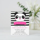 Meisje Roze en Zwarte Happy Panda Verjaardagsfeest Kaart (Staand voorkant)