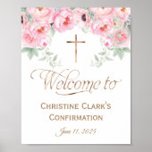 Meisje, Roze, Floral, Bevestigingswelkomstteken Poster (Voorkant)