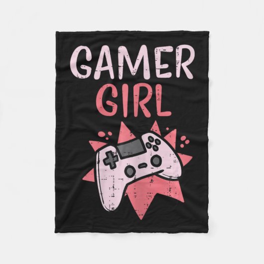 Meisje Roze Game Controller Schattigee Video Gamin Fleece Deken (Voorkant)