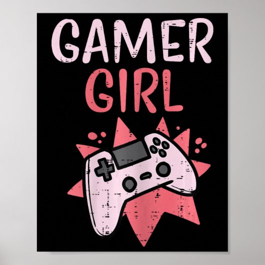 Meisje Roze Game Controller Schattigee Video Gamin Poster (Voorkant)