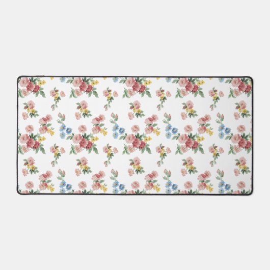 Meisje Roze, Geel en Blauw Bloemen Bureaumat (Voorkant)