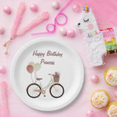 Meisje Roze Gelukkige Verjaardag Prinses Fietsball Papieren Bordje (Feest)