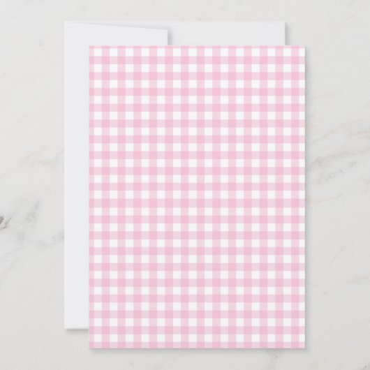 Meisje roze gingham moderne minimalistische doop kaart (Achterkant)