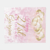 Meisje Roze Glitter Ballonnen 21e verjaardag Fleece Deken (Voorkant (Horizontaal))
