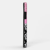 Meisje, Roze, Glitter Black Damask gepersonaliseer Case-Mate iPhone Case (Achterkant/rechts)