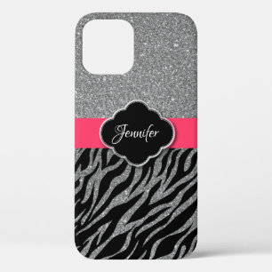 Meisje Roze Glitter Sparkle Zilver Stijlvolle Meis Case-Mate iPhone Case