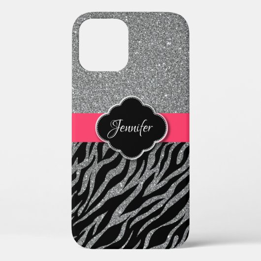 Meisje Roze Glitter Sparkle Zilver Stijlvolle Meis Case-Mate iPhone Case (Achterkant)