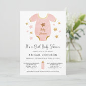 Meisje Roze Goud Waterverf Retro Baby shower Kaart (Staand voorkant)