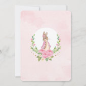 Meisje Roze Gouden Bloemen Bunny Konijn Baby showe Kaart (Achterkant)