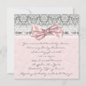 Meisje Roze Grijs Baby shower Kaart (Achterkant)