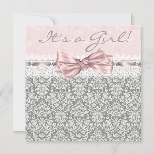 Meisje Roze Grijs Baby shower Kaart (Voorkant)