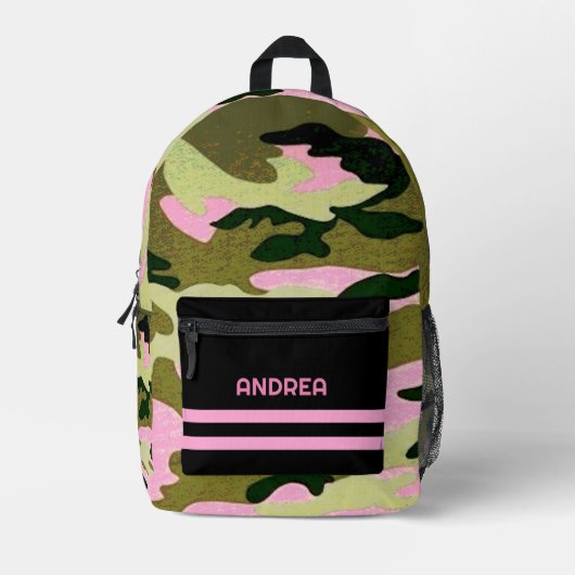 Meisje Roze & Groen Monogram Camouflage Rugzak (Voorkant)