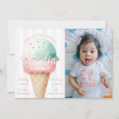 Meisje roze ijs verjaardag foto kaart (Voorkant)