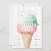 Meisje roze ijs verjaardag kaart (Voorkant)