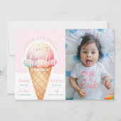 Meisje Roze Ijs Verjaardagsfoto Kaart (Voorkant)